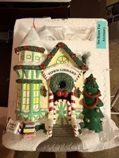 NEW Hawthorne Village Rudolph's Christmas Town Sam the Snowman's Library Lighted picture