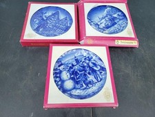 Vintage Bareuther WARA Christmasplate '73 '75 '80 Lot Of 3 Blue Germany Boxed picture