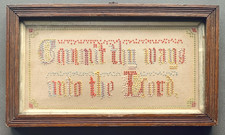 Commit Thy ways unto the Lord -Framed Victorian Paper Punch Sampler smaller size picture