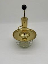 Vintage Brass & Cut Glass Liquor Dispenser Pump Bar Decanter Whiskey Bottle picture
