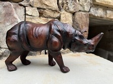 Vintage Brown Leather Rhinoceros Sculpture picture
