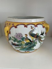 Rare Big Phoenix Bird Jardiniere Vase Planter Cache Pot Flower picture