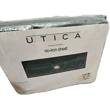 utica 100% cotton flannel king flat dk green selected irr, new picture