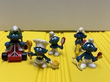 1981 Vintage Schleich The Smurfs PVC Figurines Lot of 5 Nice Shape + Car picture