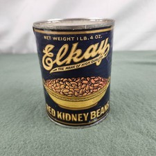 Vintage Elkay Red Kidney Beans Can L. Klein Halsted 14th & Liberty Chicago picture