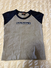 WOMEN'S HARLEY DAVIDSON KERSTING'S NORTH JUDSON IN BLUE GRAY SHIRT LARGE picture