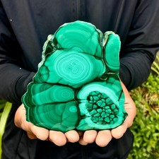463G Natural malachite slice quartz crystal luster mineral specimen picture