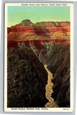 1946 Grand Canyon Granite Gorge Bright Angel Trail Curteich Postcard picture