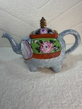 Gold Castle Chikusa Elephant Teapot Lid Hand Painted Lusterware Made in Japan picture