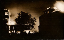 1912 NIGHT FIRE Oshkosh High School, Oshkosh WI Antique Real Photo Postcard RPPC picture