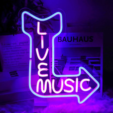 Live Music Neon Sign Pink Blue Letter LED Light for Bar Music Room Decor picture