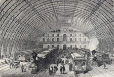 1876 Grand Central Depot NYC Railroad Engraving – Fourth Ave Tunnel picture