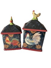 Vintage, Susan Winget Certified Intl Sunrise Rooster Canisters, Handpainted picture