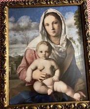 Madonna/Christ Child/Mary/Baby Jesus/ Framed Print. 12.5inx15.5in.  Antique Fram picture
