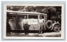 Vintage Real Photo Camp Truck Bus Men 1930s 1940s Snapshot OOAK picture