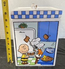 Vintage Danbury Mint Peanuts Snoopy Ceramic Kitchen Canister Cooking Scene picture