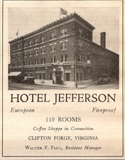 Hotel Jefferson European Walter F Paul Clifton Forge VA 1931 VA Ad TAK2-M32 picture