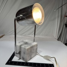 Italian Postmodern 1970's solid Marble & Polished Chrome Table Desk Spot Lamp picture