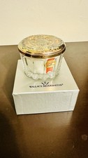 1835 Vintage Wallace Silversmiths Crystal Vanity Jar w/ Ornate Silver Lid & Box picture