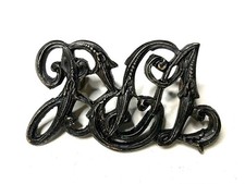 Antique Vintage Script Monogram Cypher Badge Brass Shoulder Title Epaulette RA picture
