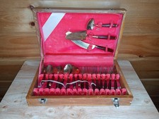 Super Rare NCO Club Thailand Military Bronze Rosewood Flatware Set picture