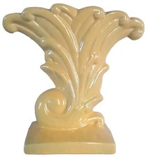 TWO Mid Century Sculptural Gonder USA Pottery Yellow Blue Ceramic Vase Planter picture