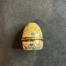 Staffordshire Enamels England Porcelain Keepsake Trinket Box - Bee Beehive picture