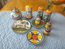 Vtg Penzo Zimbabwe  HandPainted Pottery LptJungle Scene.  10 Pieces  picture