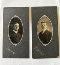 Lundy Original Albumen Portrait Cabinet Card Photos of Men, Embossed, Lot of 2 picture