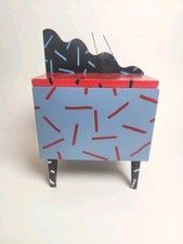 Hollis Fingold Signed Postmodern Memphis Milano Art Wood Box Jewelry Trinket Box picture