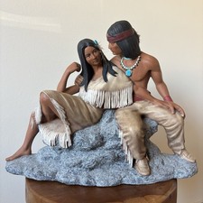 Vtg Native American Couple Rare Statue Figurine Indian “Georgies Bulldog Mold”? picture