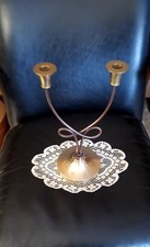 Vintage Solid Brass Candlestand For 2 Candles picture