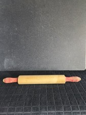 Vintage Wooden Rolling Pin with Red Handles picture