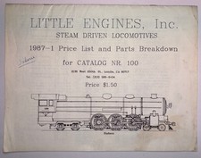 Little Engines, Inc. Steam Driven Locomotives 1987 Catalog NR. 100 picture
