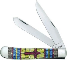 Case Cutlery XX Trapper Stained Glass Cross Folding Pocket Knife 38713 picture