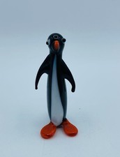 Vintage Miniature Blown Glass Standing Penguin Figurine 2” Art Glass Penguin picture