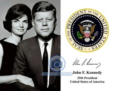 PRESIDENT JOHN F. KENNEDY JFK PRESIDENTIAL SEAL AUTOGRAPHED 8X10 PHOTOGRAPH picture