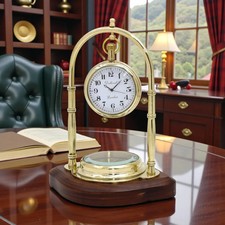 Personalized Engraved Brass Desk Clock -Vintage Nautical Brass Table Custom Gift picture