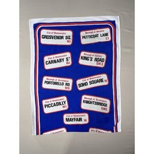 Vintage London Street Signs Tea Towel Souvenir Carnaby St Piccadilly Blue Red picture
