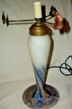1920s French Art Glass Lamp Base Handblown Signed Le Verre Francais Bronze picture