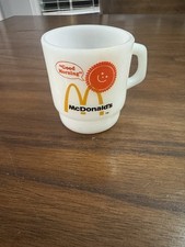 VTG Milk Glass McDonald's Coffee Cup Mug Anchor Hocking Fire King Good Morning picture