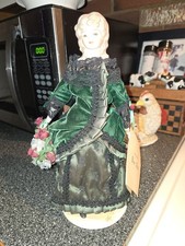Victorian Style Porcelain Pollyana Doll with Stand Handmade Vintage picture