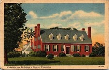 Wakefield Birthplace George Washington Linen Postcard PM Cancel WOB Note picture