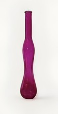 VTG Fuchsia Pink Glass Bottle Vase Tall Swollen Neck Modern Decor⁠ 12.5