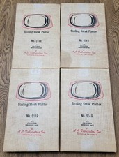 4 Vintage AC Fabricators 914R Sizzling Steak Platters & California Redwood Bases picture