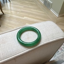 Vintage antique Full Green Jadeite Round Bangle size unknown maybe 59mm picture