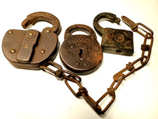 Vintage 3 Piece Padlock Lot Mallory Wheeler B & O Bulls Eye No Keys picture