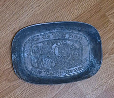 Metal Rectangular Serving Tray, Silver/Gray Pictorial Design, Metallic Finish picture