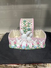 Vintage Dona’s Ceramic Cottontail Easter Basket Ceramic  10”x6”x6” In Great Cond picture