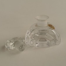 Antique Perfume Bottle 24% Lead Crystal Italy Art Deco w/ Stopper 3.25” picture